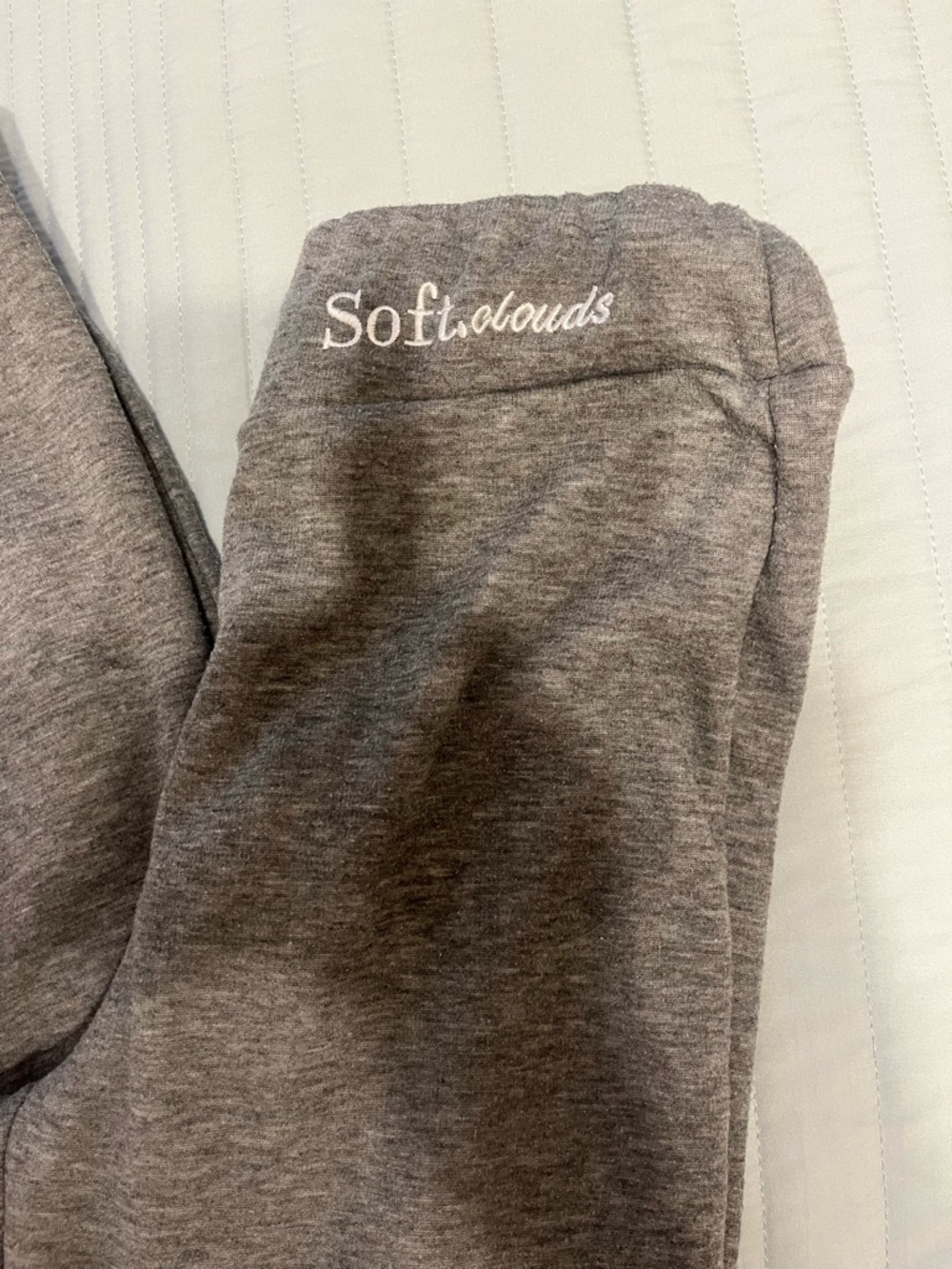 Soft clouds women's grey fleece warm leggings-M fits like small